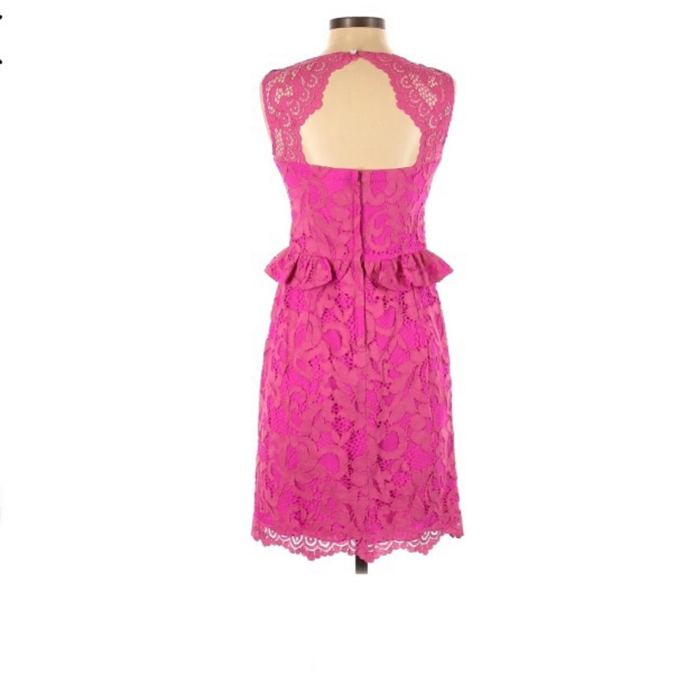 Lilly Pulitzer Kiri Dress Lace Peplum Sleeveless Mambo Pink - Picture 3 of 8